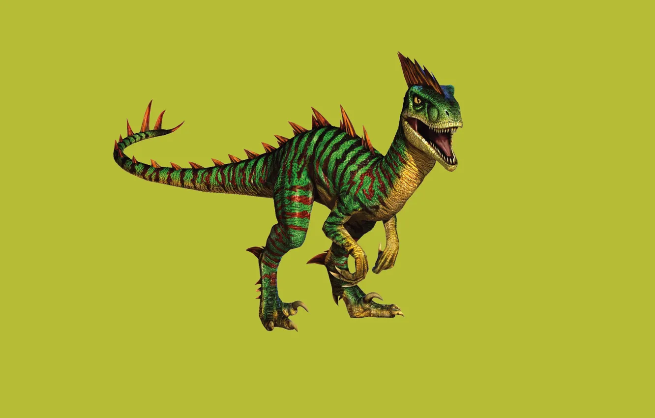 Photo wallpaper dinosaur, predator, mouth, tail, lizard, fangs, paint