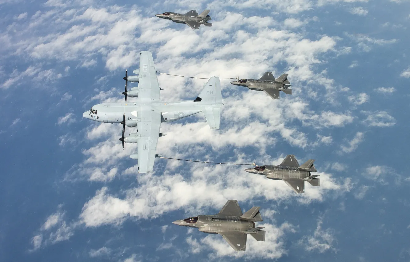 Photo wallpaper fighter, bomber, the plane, military transport, F-35B, Super Hercules, C-130J