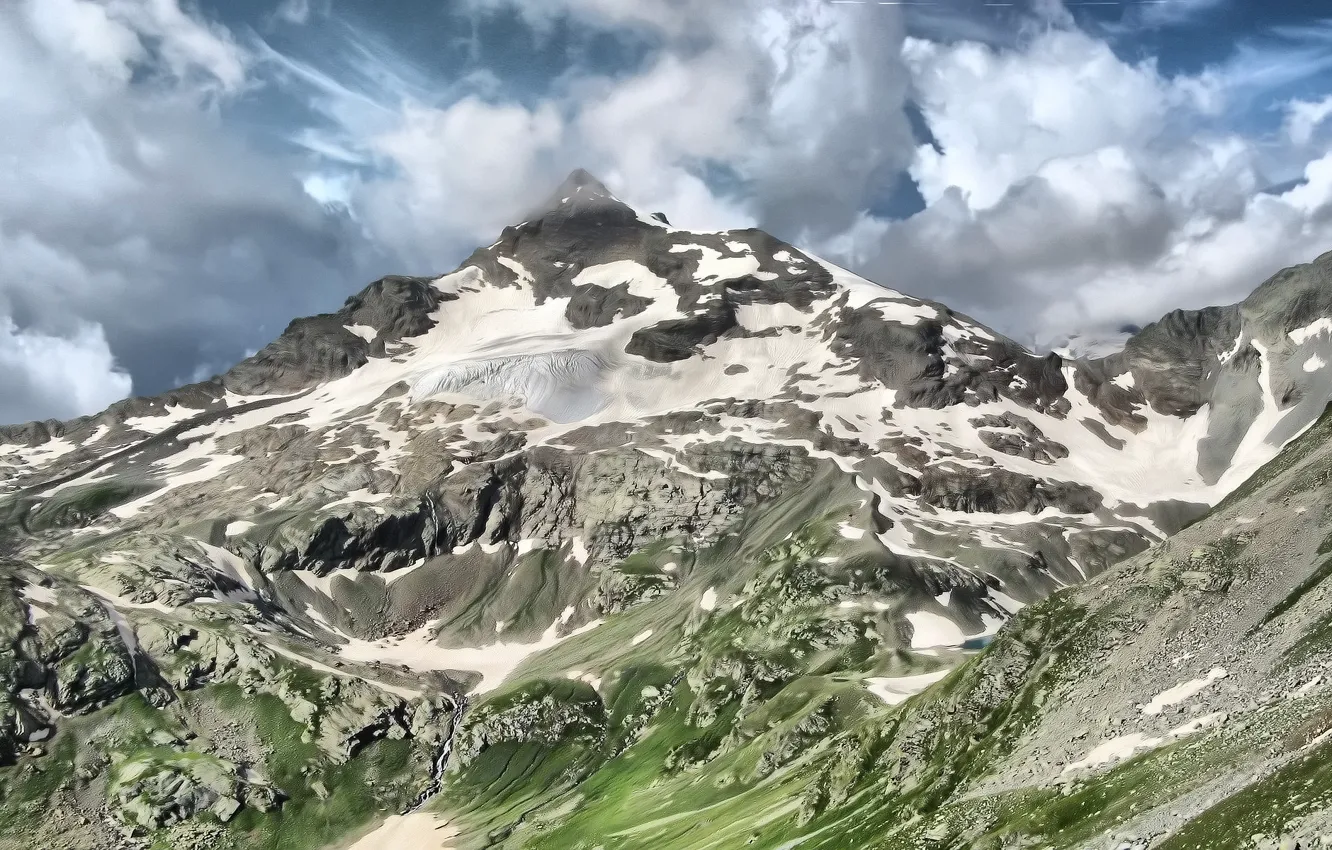 Photo wallpaper the sky, snow, mountain, slope