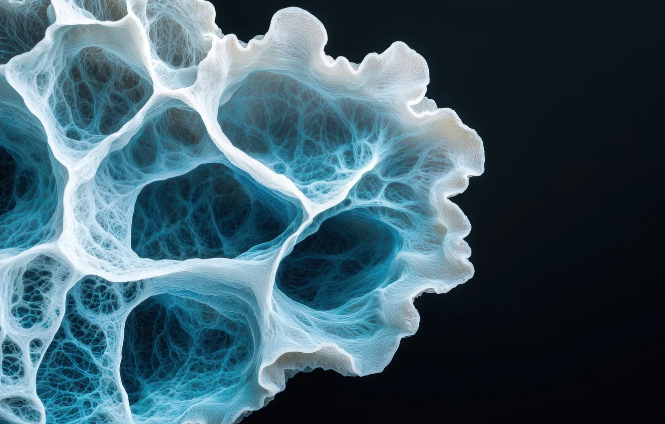 Photo wallpaper abstraction, structure, crystals, black background, abstract background, AI art, neural network