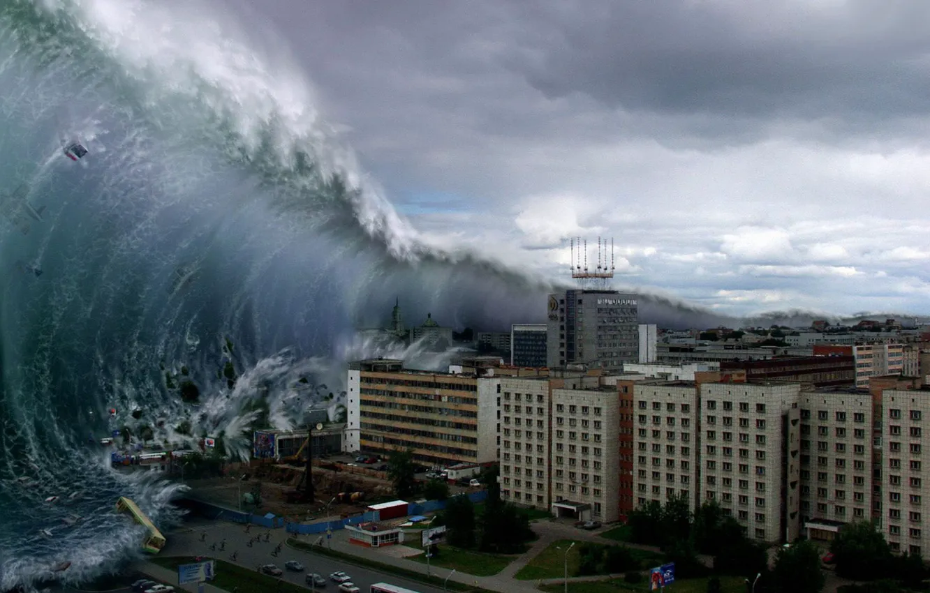 Photo wallpaper wave, Disaster, tsunami