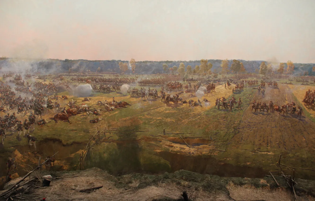 Photo wallpaper horse, picture, battle, soldiers, fragment, the Frenchman, Russian, Patriotic war of 1812