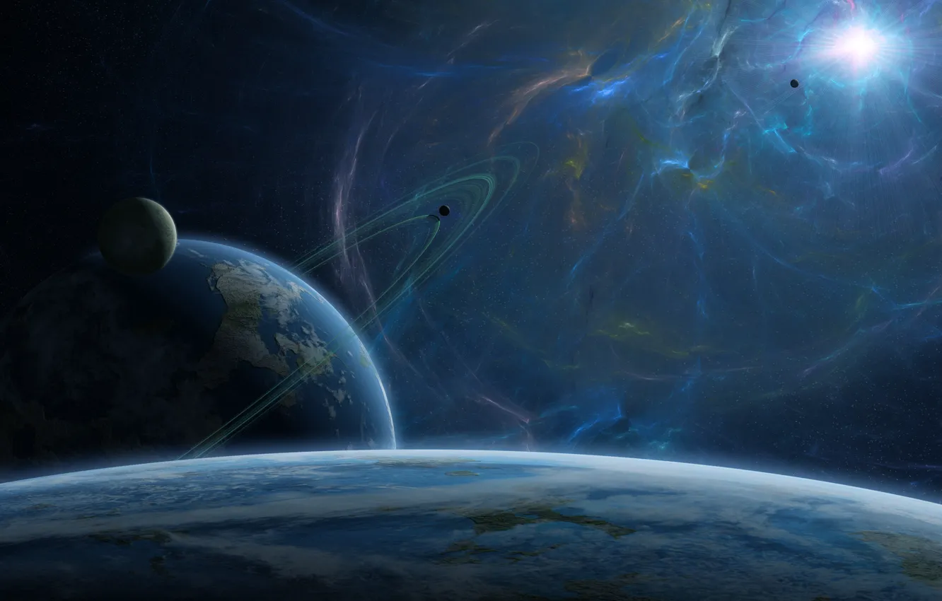 Photo wallpaper blue, planets, sci fi