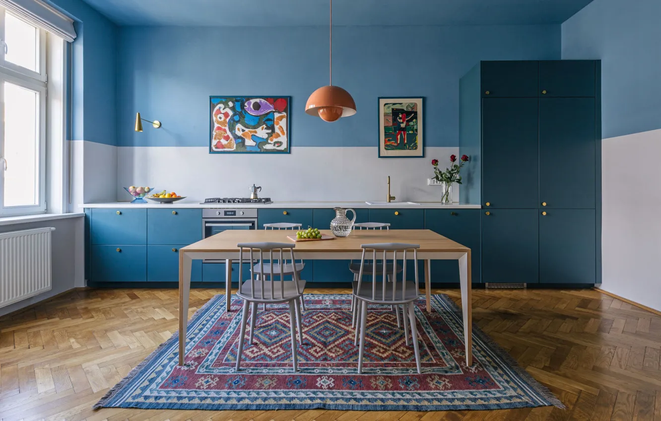 Photo wallpaper design, style, interior, Prague, Czech Republic, kitchen, Prague, dining room