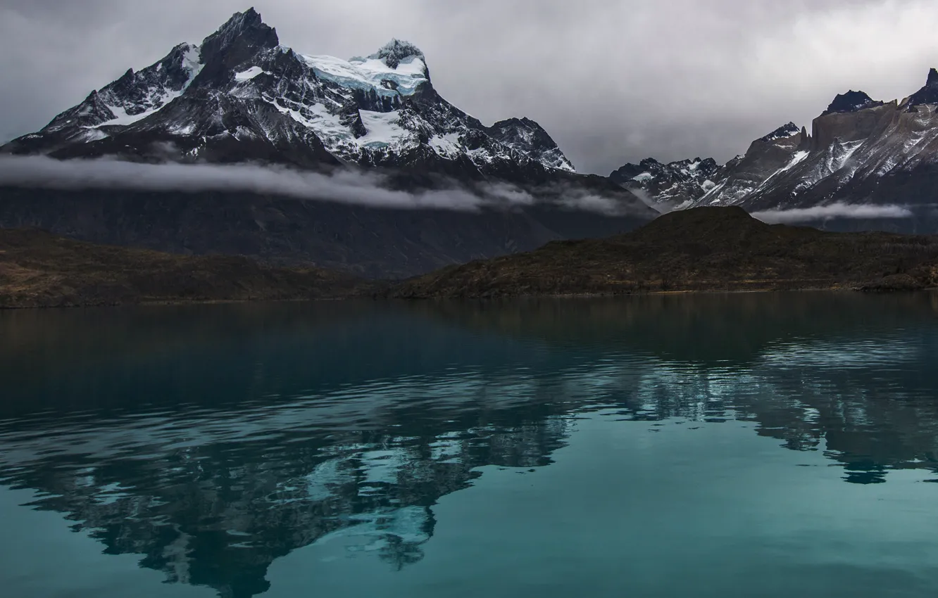 Photo wallpaper the sky, clouds, mountains, clouds, nature, lake, rocks, Chile