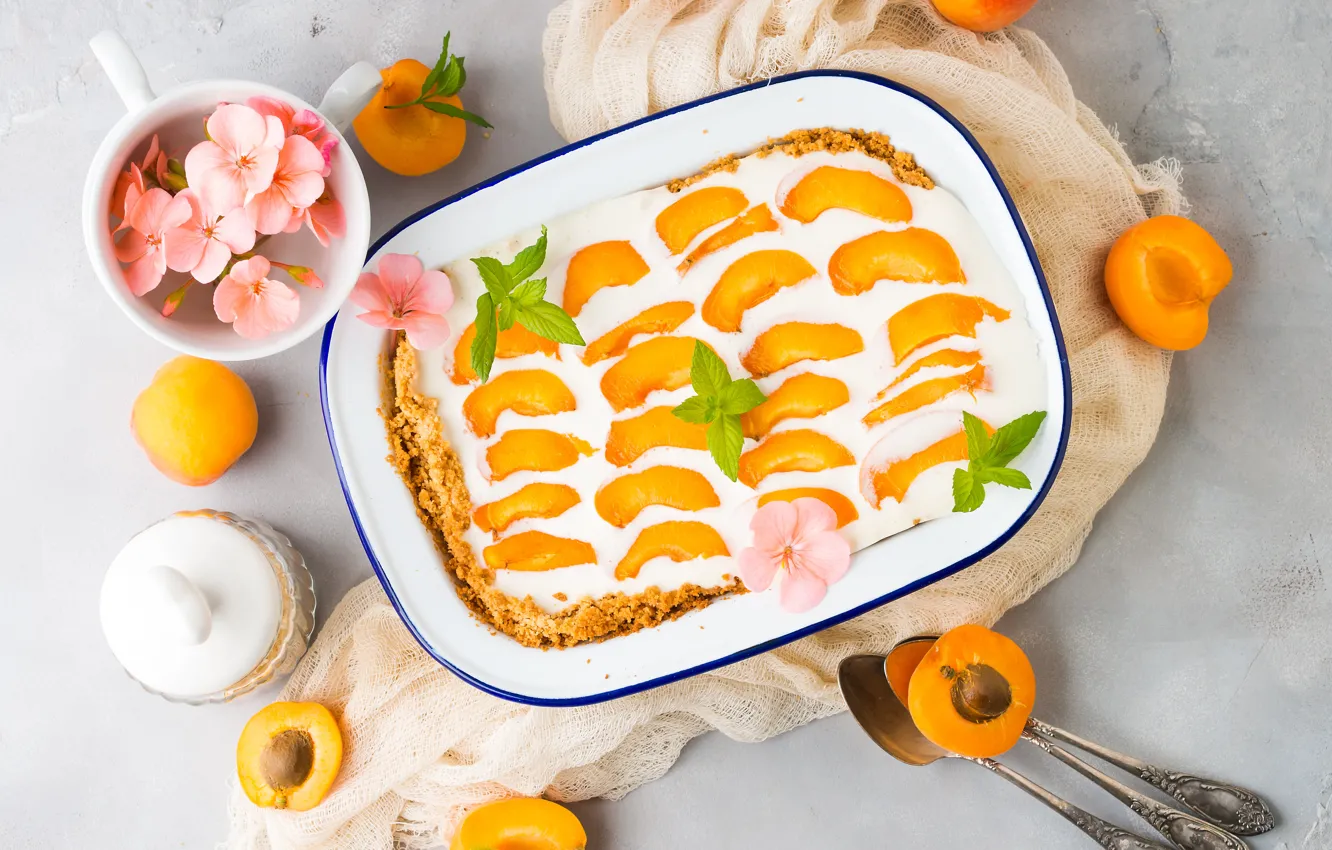 Photo wallpaper pie, dessert, apricots, cheese, apricot