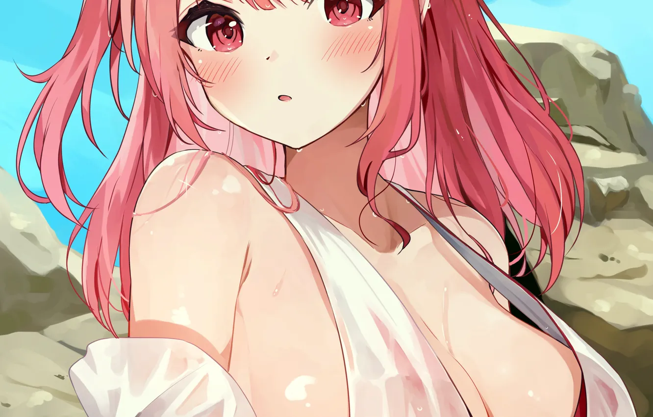 Photo wallpaper girl, sexy, cleavage, dead or alive, blouse, long hair, boobs, anime