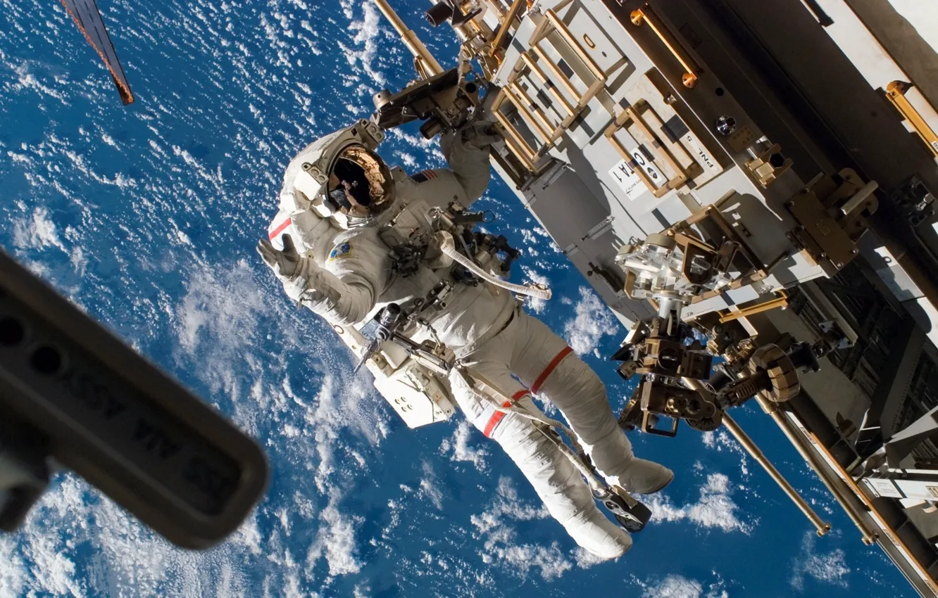 Photo wallpaper space, ISS, astronaut, nasa