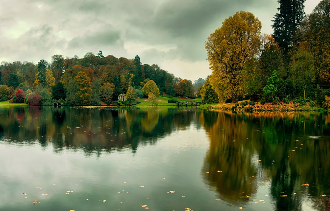 Photo wallpaper autumn, trees, river, Lies Thru a Lens