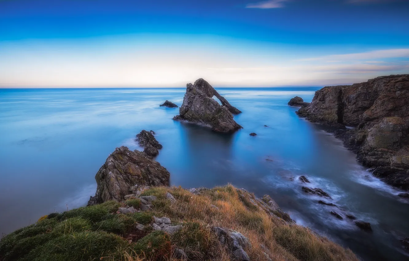 Photo wallpaper sea, rocks, coast, Scotland, Scotland, Portknockie