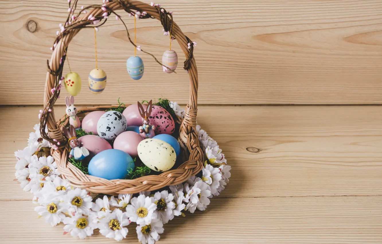 Photo wallpaper holiday, basket, eggs, Easter