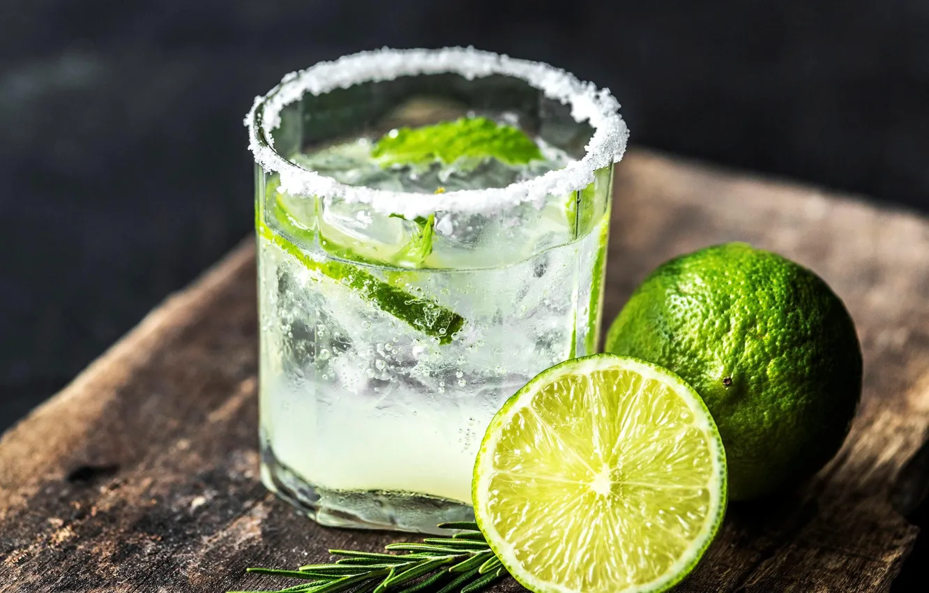 Photo wallpaper glass, lime, drink, Mojito