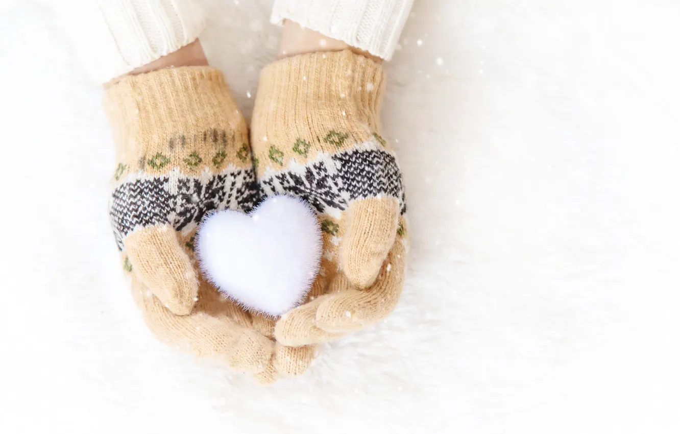 Photo wallpaper winter, snow, snowflakes, heart, love, heart, pink, winter