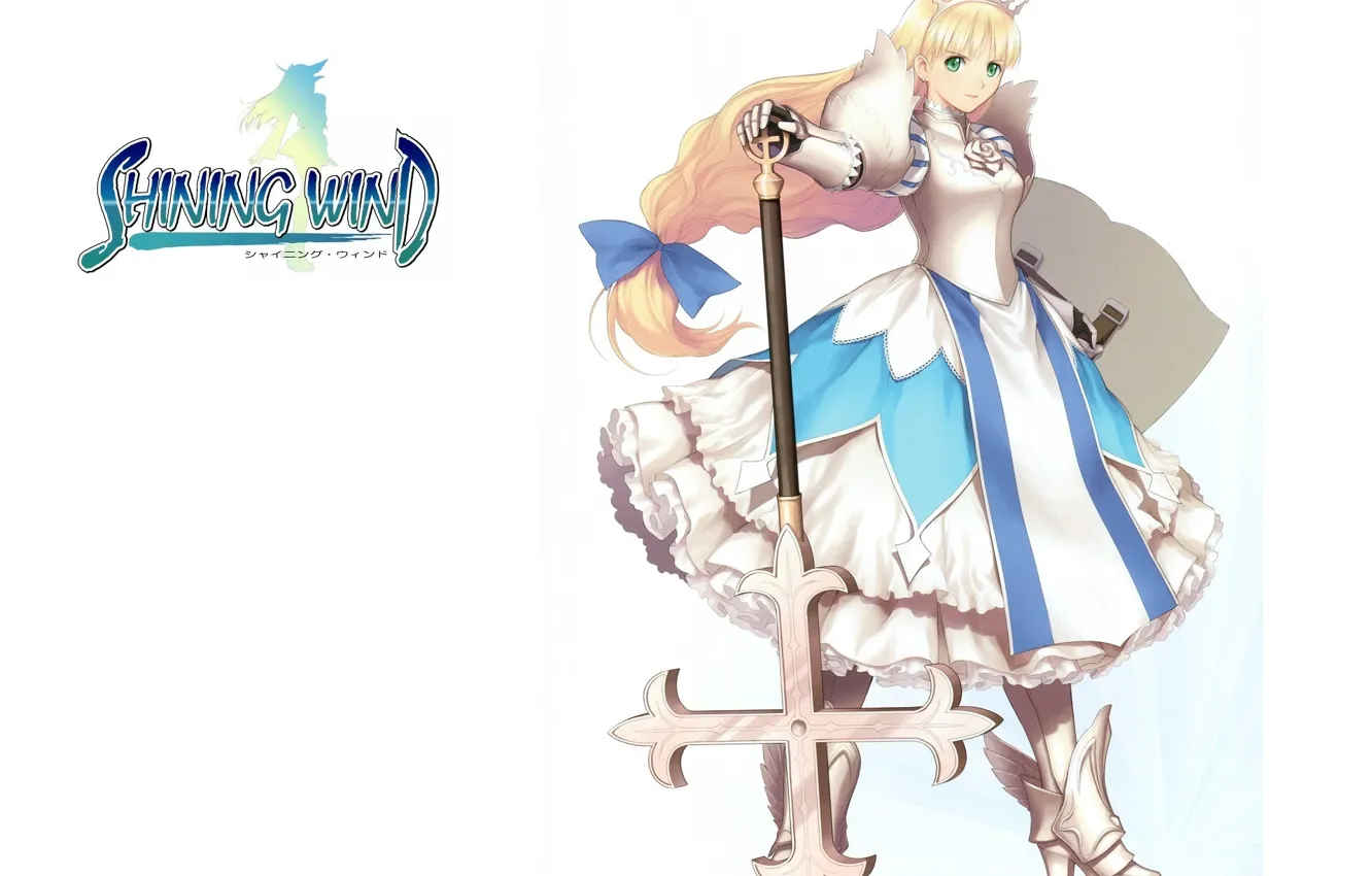 Photo wallpaper skirt, cross, armor, shield, long hair, art, shining wind, lush