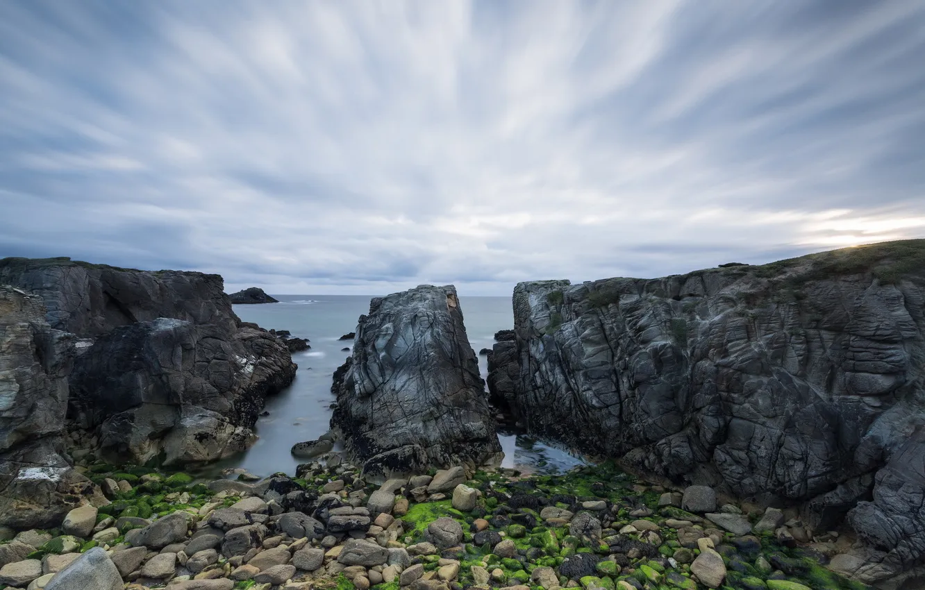 Photo wallpaper sea, landscape, rocks, shore