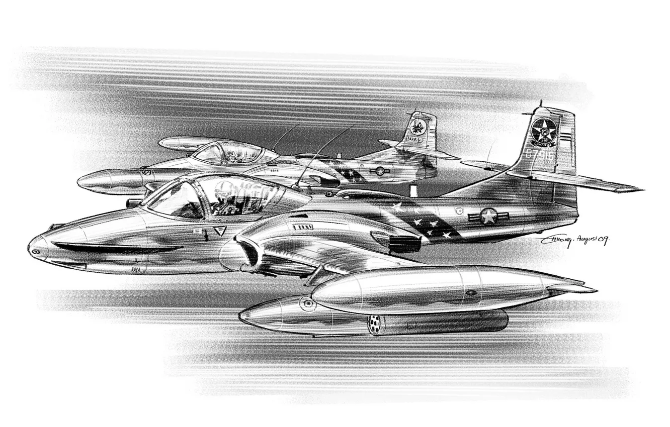 Photo wallpaper pencil, attack, A-37, easy, Dragonfly, Cessna
