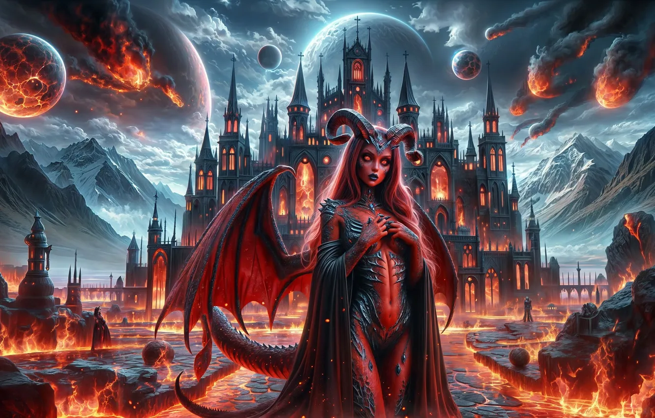 Photo wallpaper castle, planet, the demon