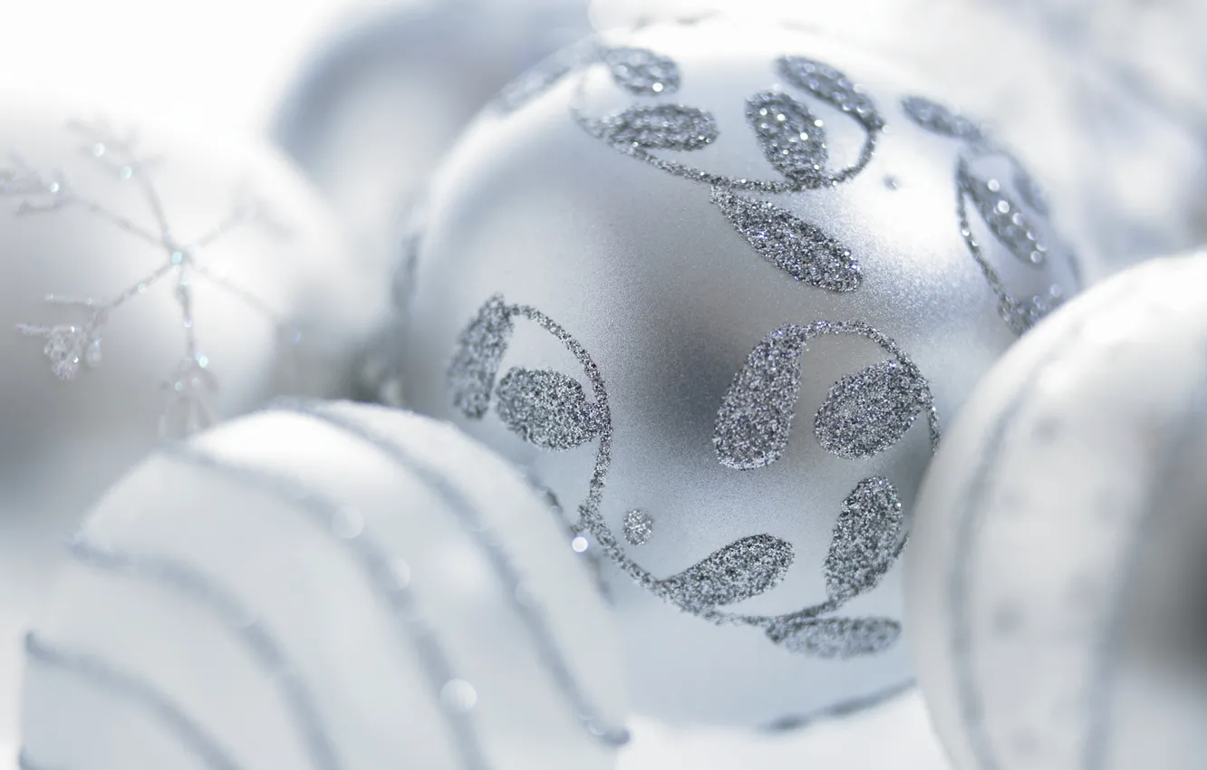 Photo wallpaper frost, holiday, patterns, toys, New Year, Happy New Year, snowflake, Christmas decorations