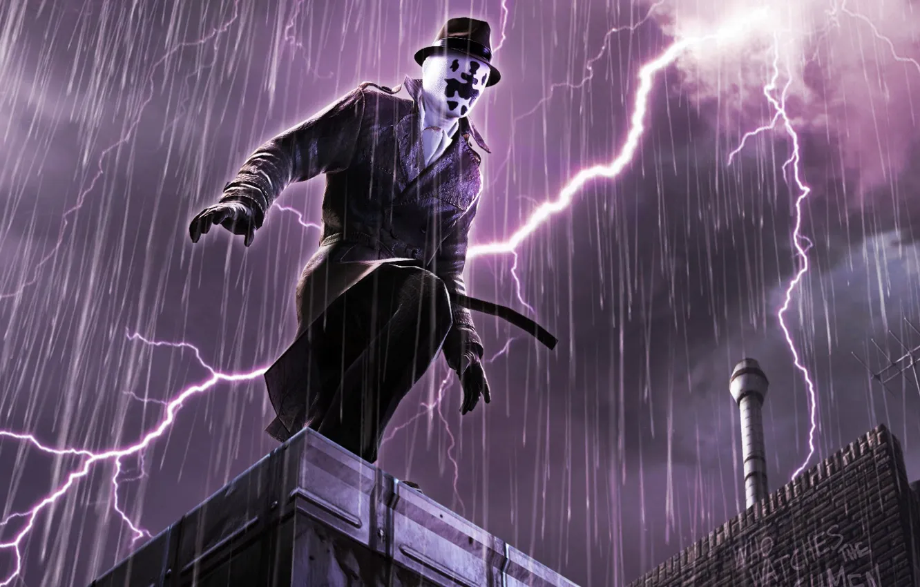 Photo wallpaper lightning, Keepers, Watchmen, Rorschach