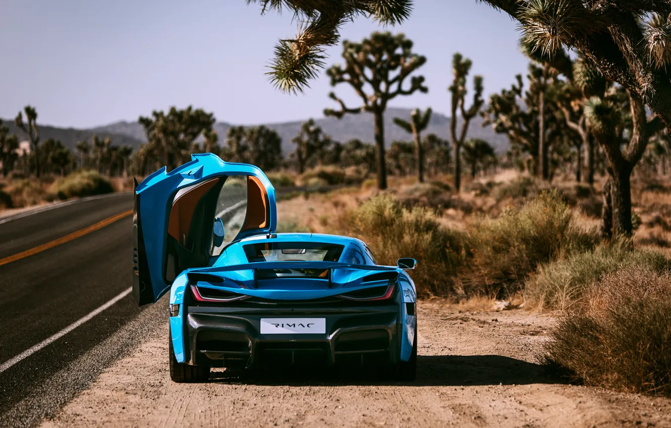 Photo wallpaper supercar, rear view, 2018, Rimac, electric car, C-Two, California Edition