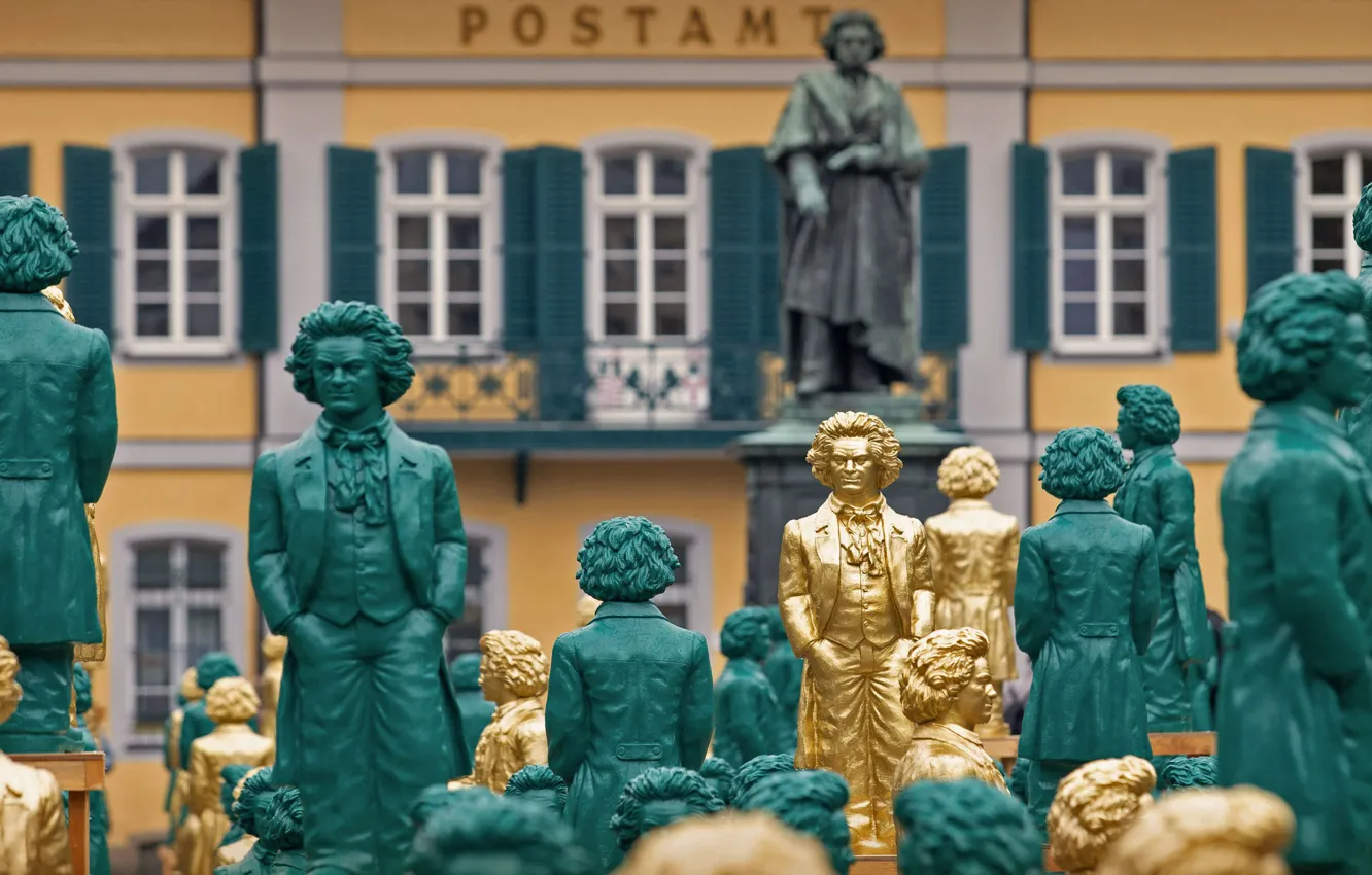 Photo wallpaper Germany, monument, sculpture, Ludwig Van Beethoven, Bonn, Munsterplatz