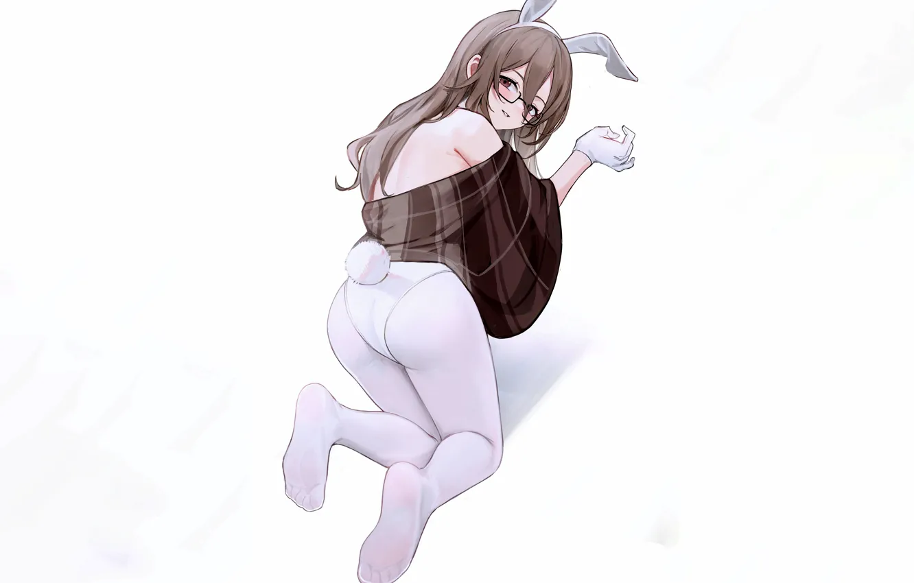 Photo wallpaper girl, sexy, ass, long hair, legs, brown hair, brown eyes, anime