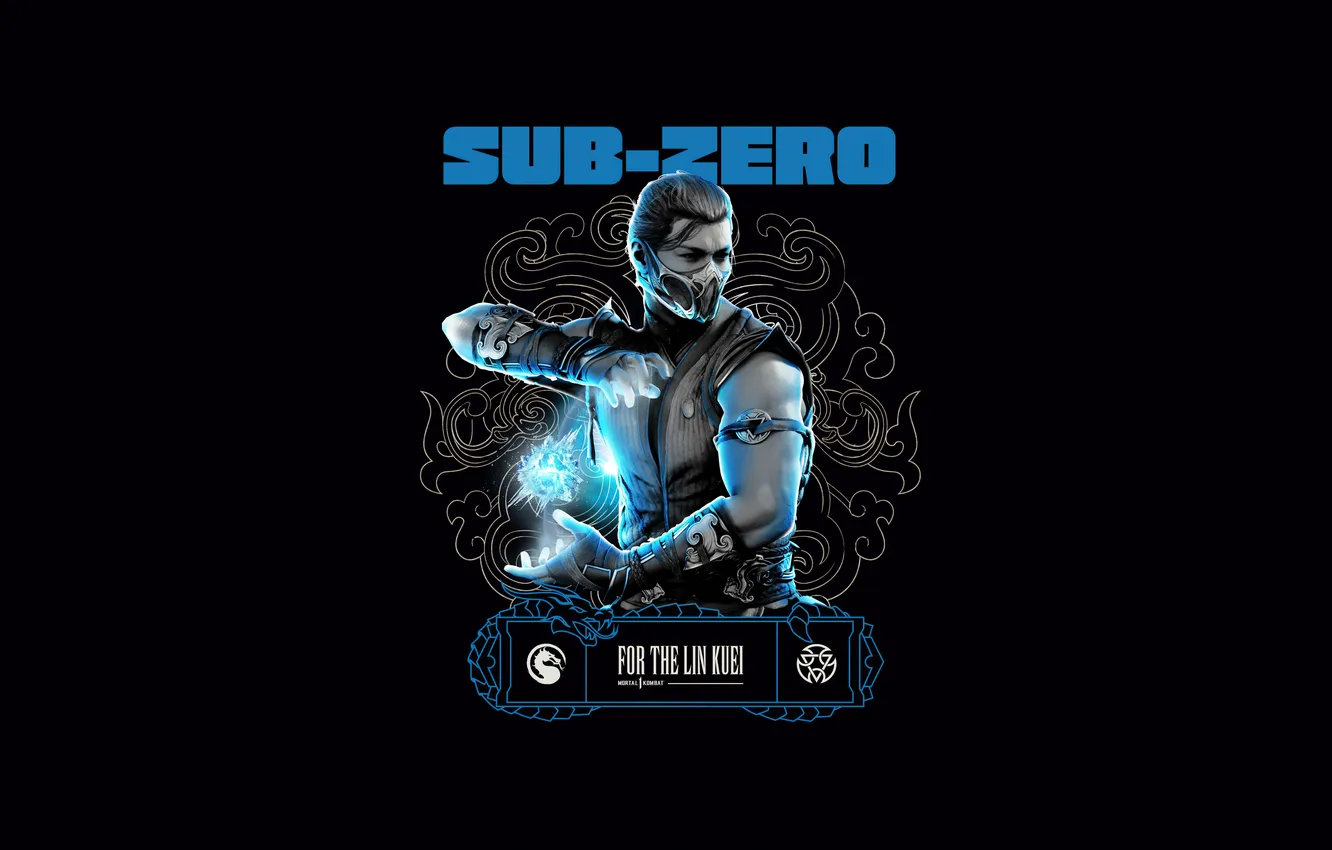 Photo wallpaper games, Mortal Kombat, Sub-Zero, black background