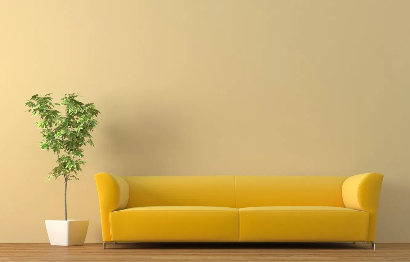 Photo wallpaper design, style, plant, interior, minimalism, sofa, living room