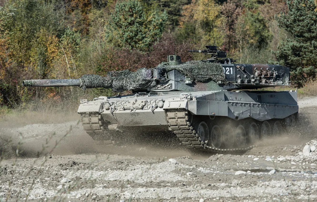 Photo wallpaper tank, combat, Leopard 2, maneuvers
