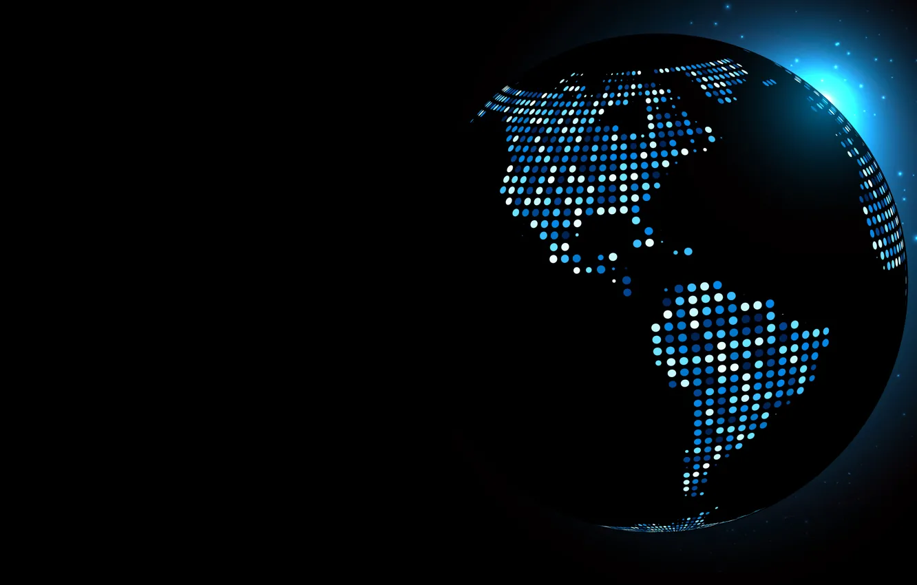 Photo wallpaper black, Earth, planet, blue points