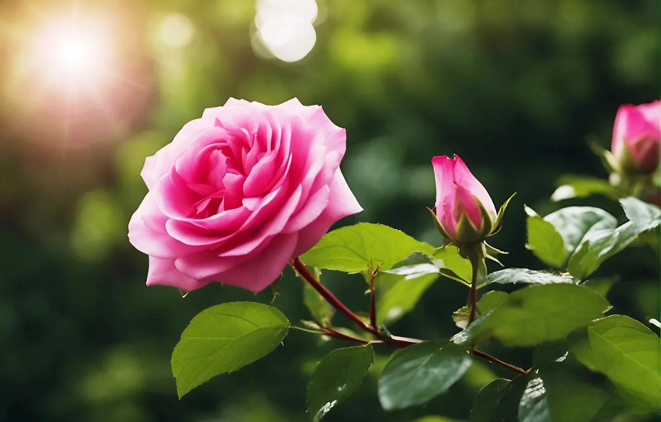 Photo wallpaper flower, rose, buds, flowering