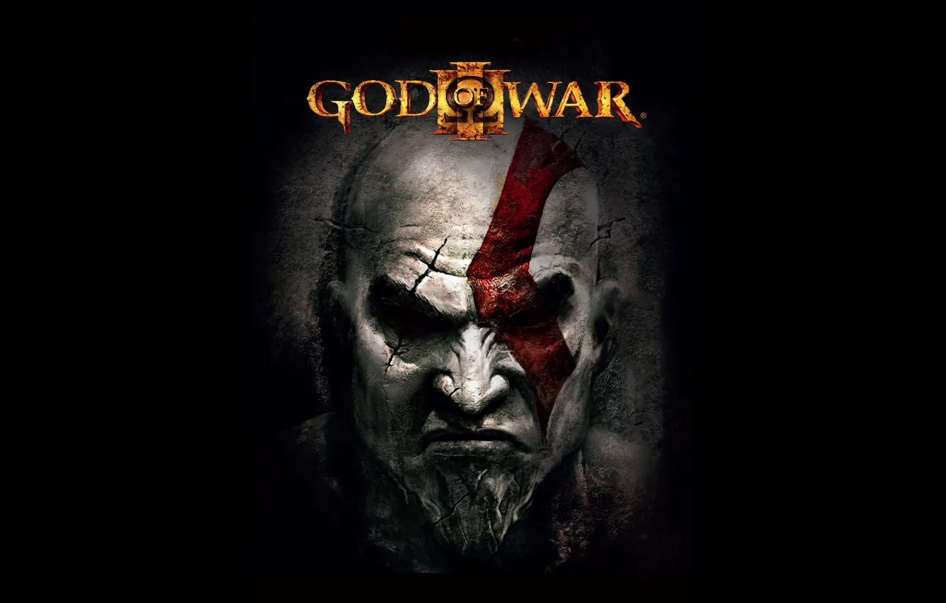 Photo wallpaper Playstation 3, demigod, soldier, Kratos, God of War, general, man, face