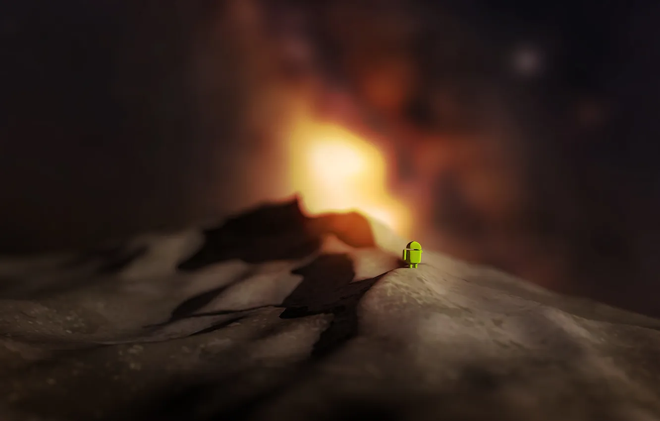 Photo wallpaper the sun, sunset, robot, Android, android