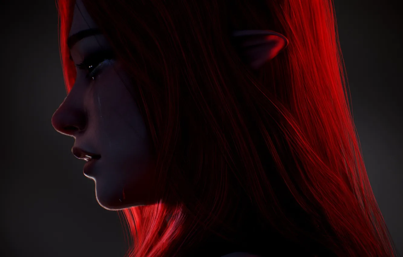 Photo wallpaper girl, elf, crying