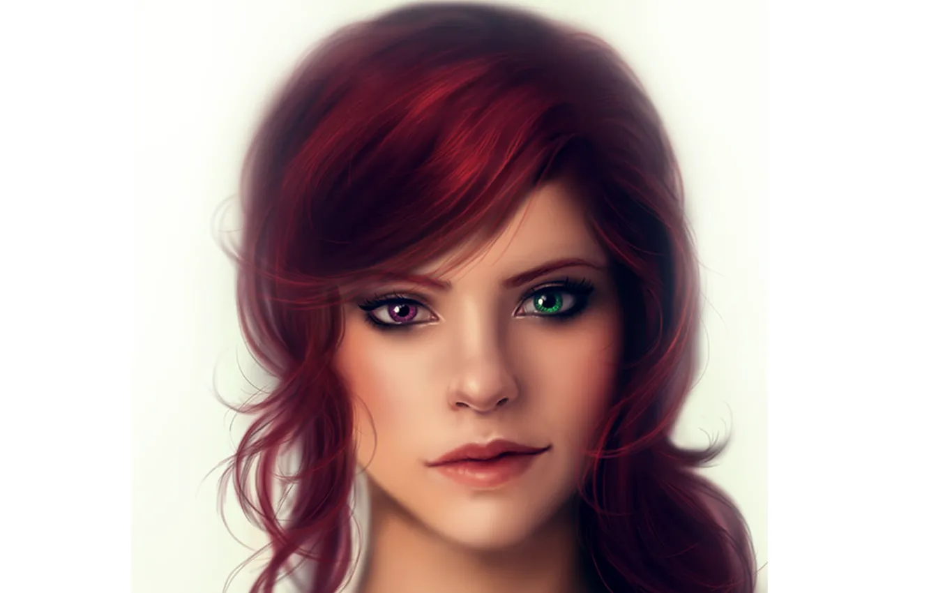 Photo wallpaper girl, portrait, different eyes, heterochromia