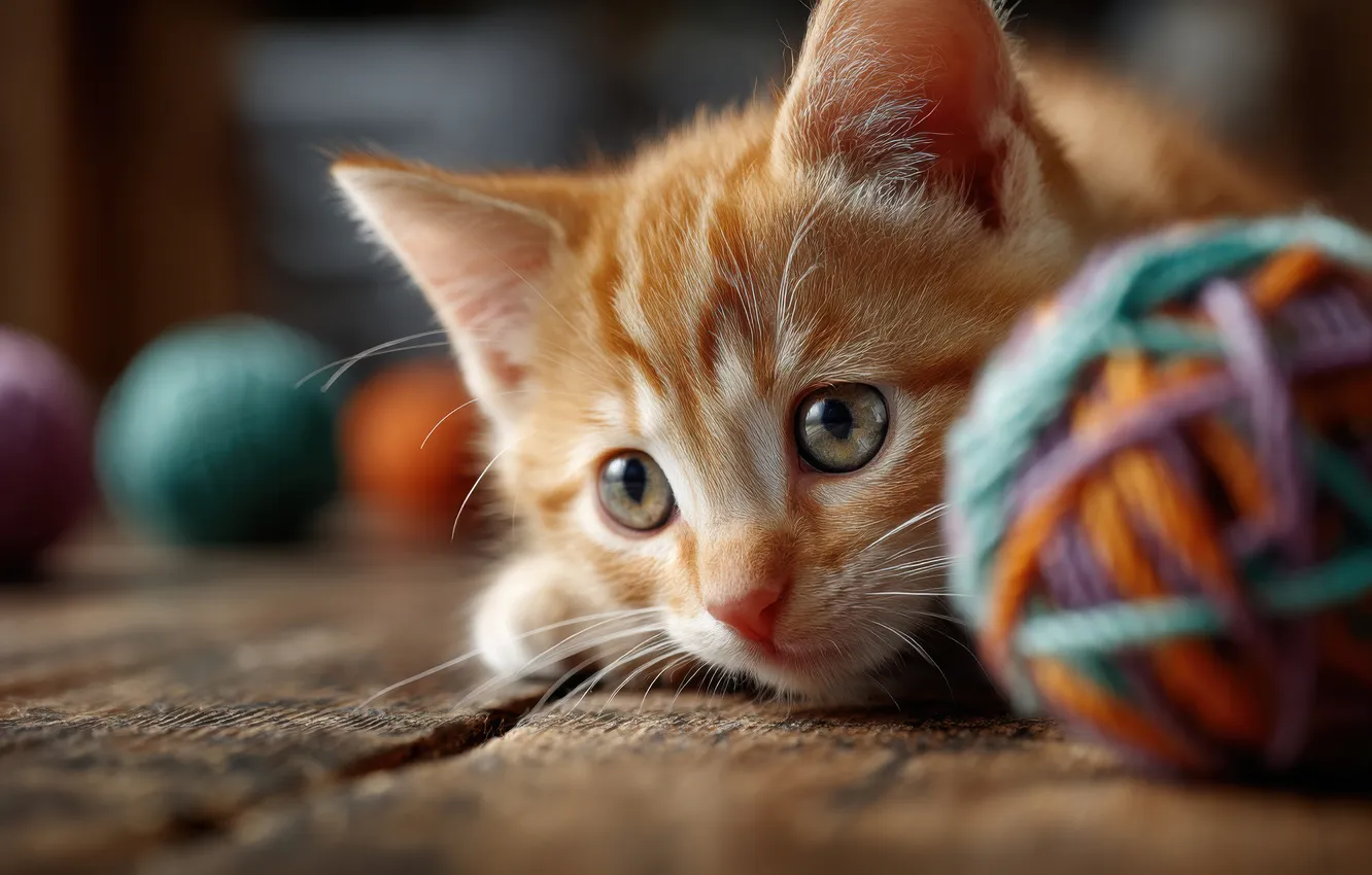 Photo wallpaper cat, eyes, look, tangle, pose, the game, Board, red