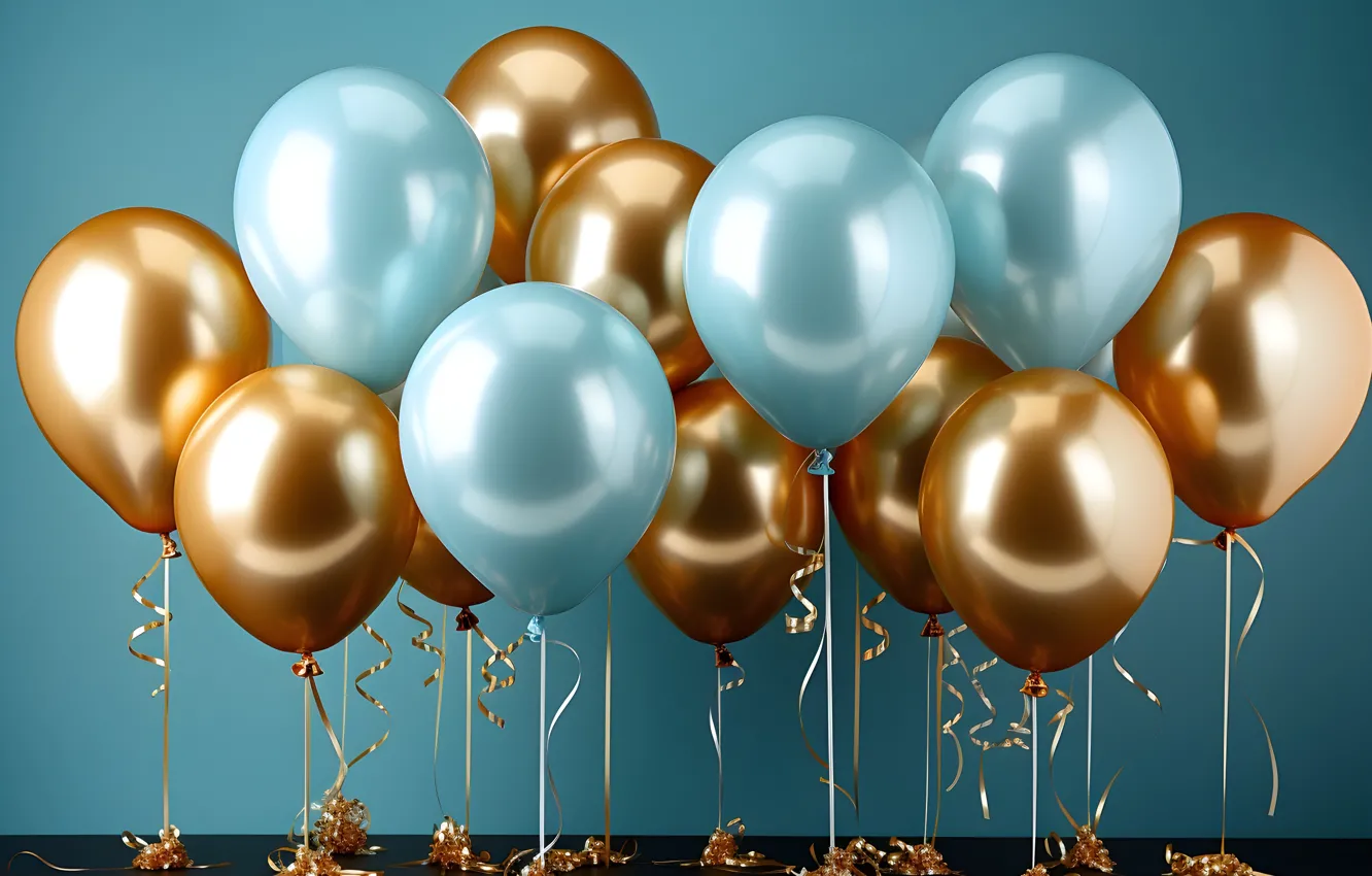 Photo wallpaper balls, balloons, birthday, holiday, balls, Shine, new year, Christmas
