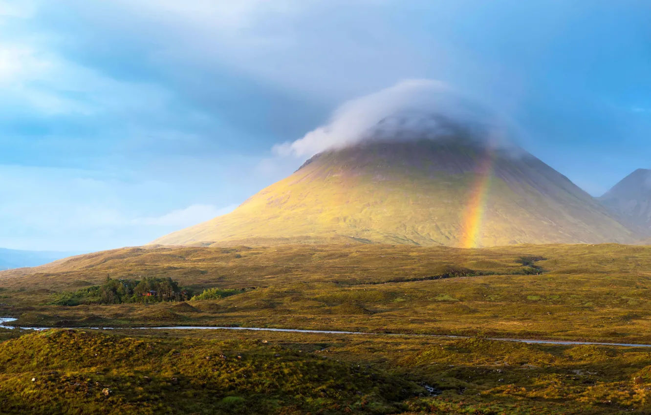 Photo wallpaper rainbow, Scotland, Isle of Skye, Red Hills, mount Glamaig