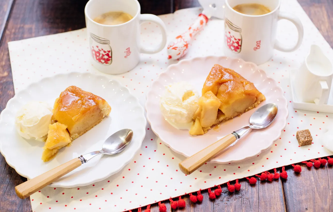 Photo wallpaper apples, coffee, pie, Cup