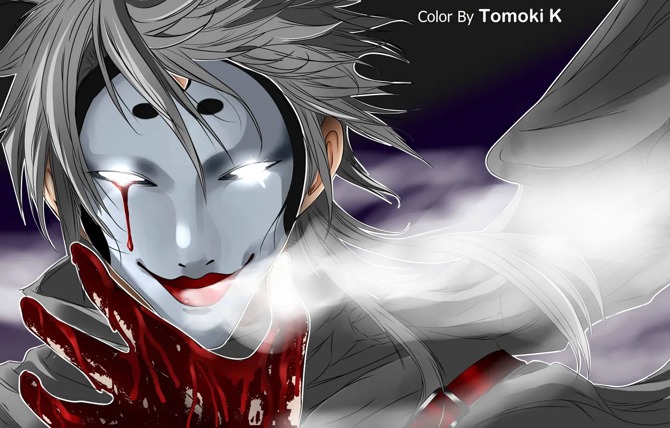 Photo wallpaper blood, mask, glowing eyes, Plunderer