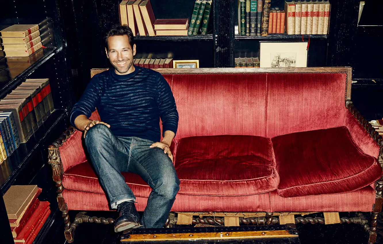 Photo wallpaper smile, sofa, jeans, photographer, actor, book, journal, photoshoot