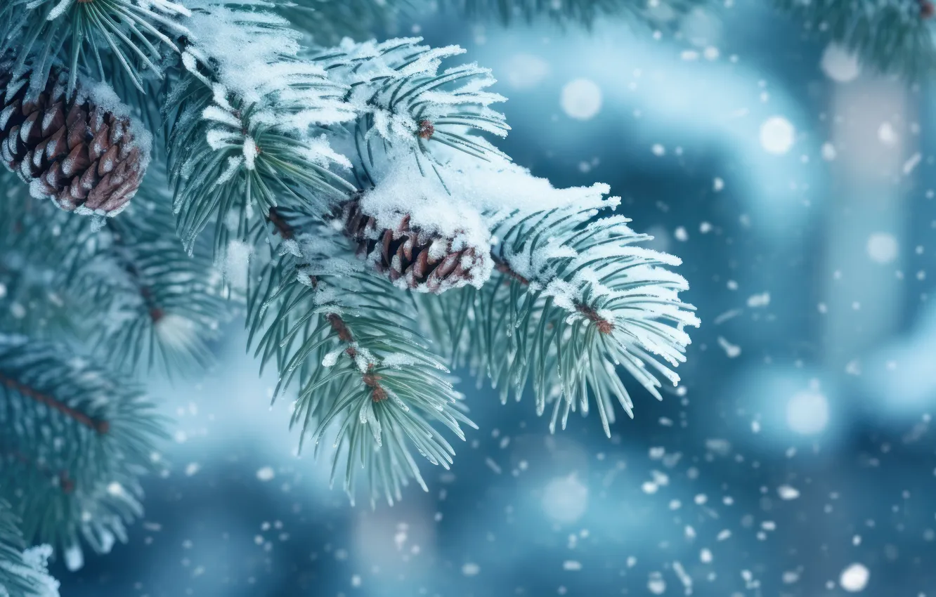 Photo wallpaper winter, forest, drops, snow, tree, new year, Christmas, forest