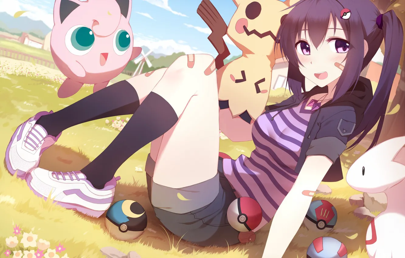 Photo wallpaper kawaii, girl, game, anime, asian, Pokemon, pokeball, manga