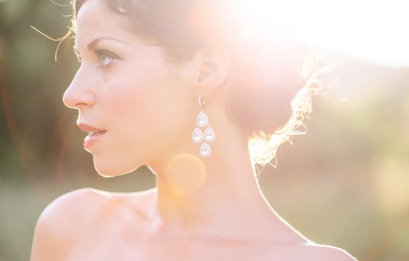 Photo wallpaper girl, brunette, hairstyle, profile