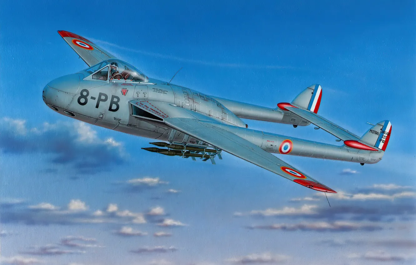 Photo wallpaper art, airplane, aviation, jet, dehavilland vampire