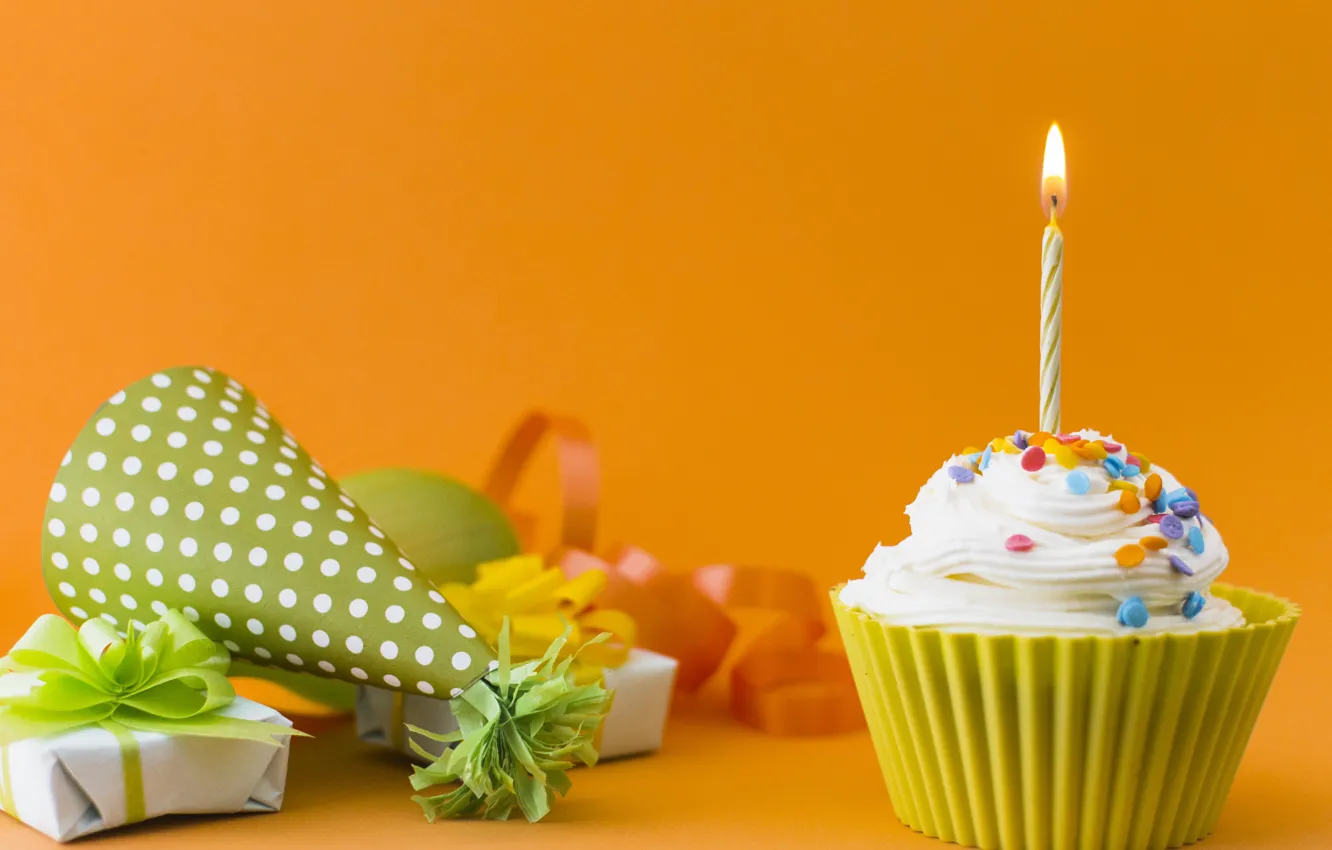 Photo wallpaper birthday, gift, decor, cupcakes