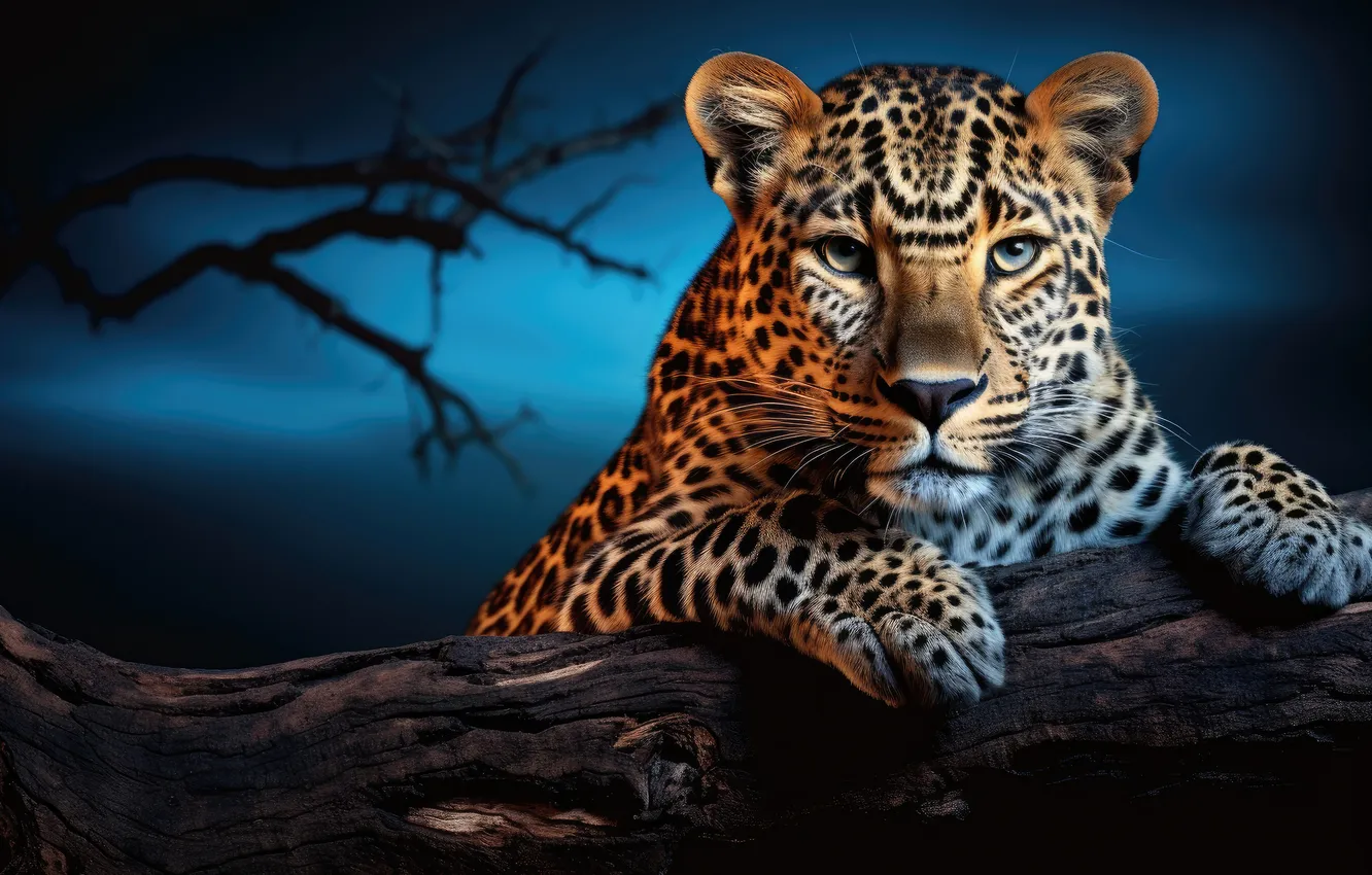 Photo wallpaper the sky, look, face, night, branches, nature, blue, portrait