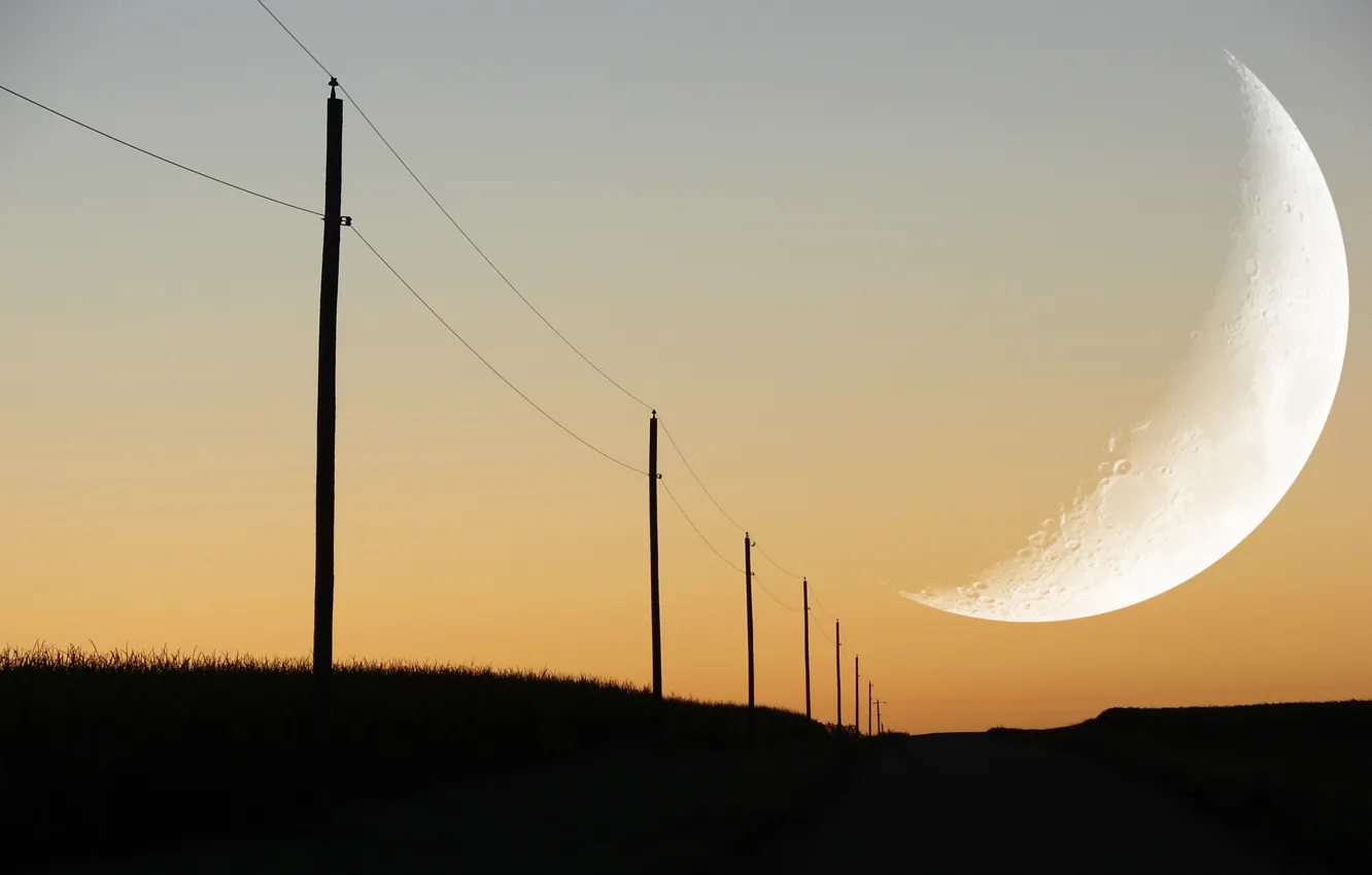 Photo wallpaper the sky, landscape, the moon