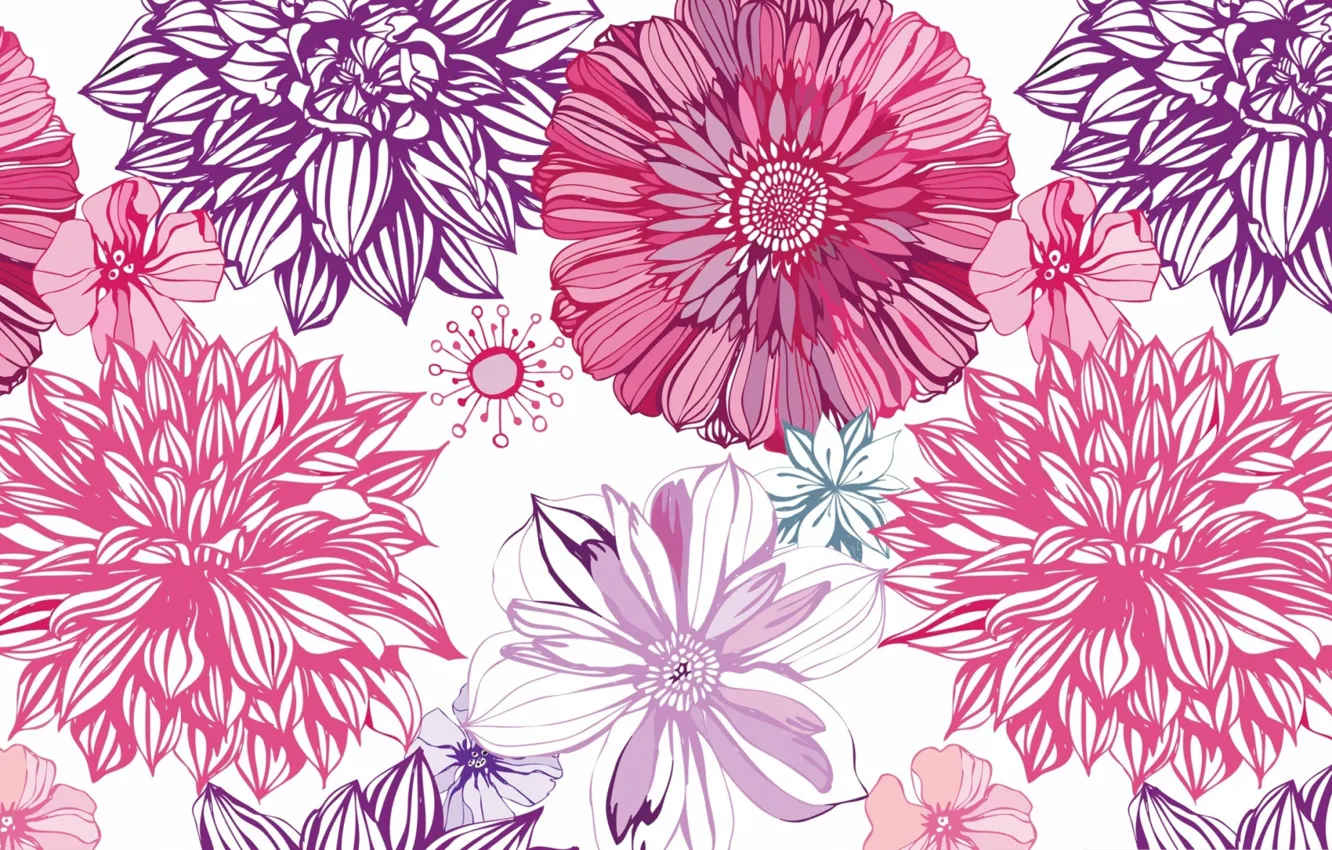 Photo wallpaper flowers, Wallpaper, vector, petals