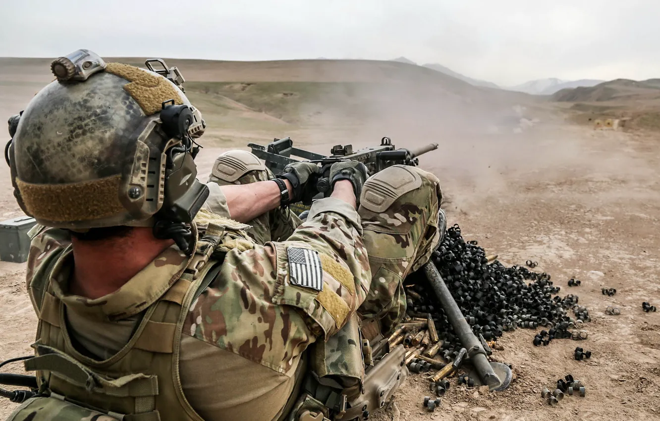 Photo wallpaper Afghanistan, machine gun, United States Spec Ops